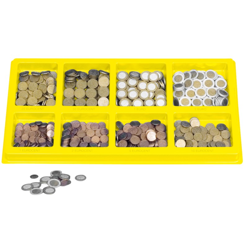 Euro coins sorting tray